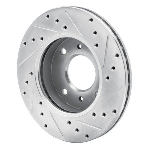 Infiniti G20 Brake Rotor (1) - Front Left - R1 Concepts - Drilled & Slotted - Silver - `89-`13